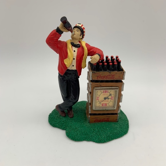 Vintage 1999 Coca-Cola Retro Delivery Man Old Fashioned Clock Figurine - Picture 2 of 13